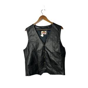 Vintage Miller Outer Wear Cowhide Grain Brown Leather Vest‎ Size Large Snaps